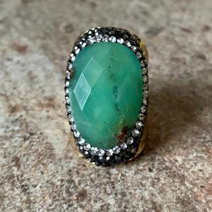 Faceted Australian Jade Gold Statement Ring
